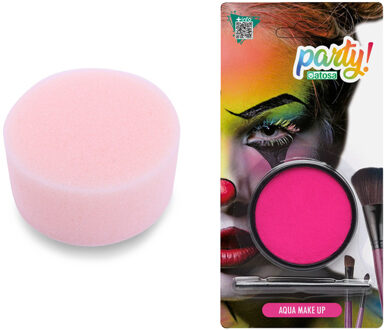 Atosa Carnaval schmink - Roze - met kwast en sponsje - Gezicht/lichaam - 12 ml - kind/volwassenen