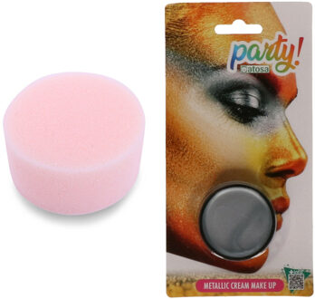 Atosa Carnaval schmink - Zilver - met kwast en sponsje - Gezicht/lichaam - 7 ml - kind/volwassenen