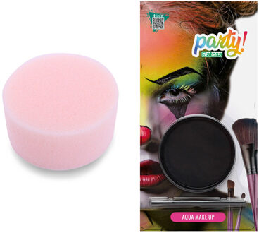 Atosa Carnaval schmink - Zwart - met kwast en sponsje - Gezicht/lichaam - 12 ml - kind/volwassenen