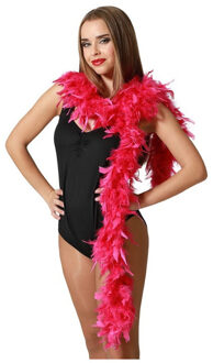 Atosa Carnaval verkleed boa met veren - fuchsia - 180 cm - 45 gram - Glitter and Glamour