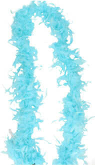 Atosa Carnaval verkleed boa met veren - ijsblauw - 180 cm - 45 gram - Glitter and Glamour