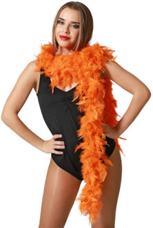 Atosa Carnaval verkleed boa met veren - oranje - 180 cm - 45 gram - Glitter and Glamour