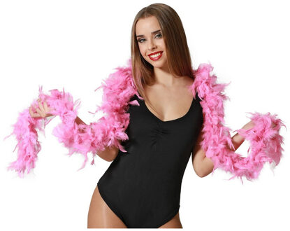 Atosa Carnaval verkleed boa met veren - roze - 180 cm - 45 gram - Glitter and Glamour