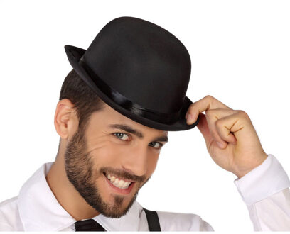 Atosa Carnaval verkleed Bolhoed - zwart - polyester - voor volwassenen - Engelsman/gentleman