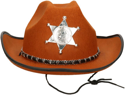Atosa Carnaval verkleed Cowboy hoed Kentucky - bruin - kinderen - Western Sheriff thema
