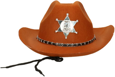 Atosa Carnaval verkleed Cowboy hoed Kentucky - bruin - volwassenen - Western Sheriff thema