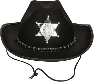 Atosa Carnaval verkleed Cowboy hoed Kentucky - zwart - kinderen - Western Sheriff thema