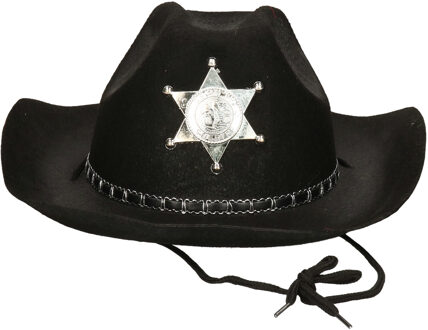 Atosa Carnaval verkleed Cowboy hoed Kentucky - zwart - volwassenen - Western Sheriff thema