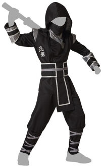 Atosa Carnaval verkleed kostuum/outfit - Ninja - voor jongens - zwart/wit - polyester 116 (5-6 jaar)