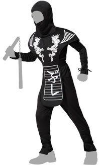 Atosa Carnaval verkleed kostuum/outfit - Ninja - voor jongens - zwart/wit - polyester