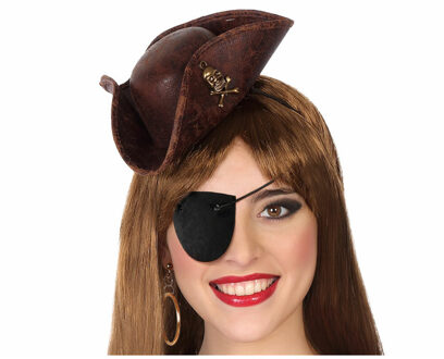 Atosa Carnaval verkleed mini hoedje voor een Piraat - bruin - diadeem - dames