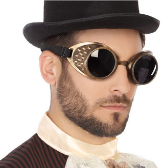 Atosa Carnaval/verkleed party bril Steampunk Dude - zwart - volwassenen - piloot/professor