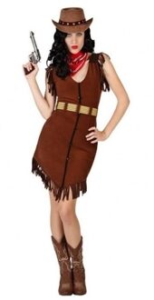 Atosa Cowgirl/Western verkleed jurkje met franjes voor dames Bruin