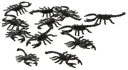 Atosa Decoratie insecten figuren - Schorpioenen - set 12x stuks - kunststof - 7 cm - zwart - nep/namaak