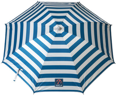 Atosa Design parasol - Maritiem blauw/wit - D160 x H200 cm - zomer/strand - 8 vlakken