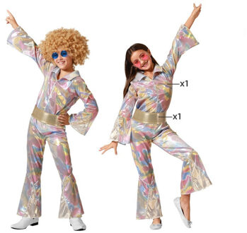 Atosa Disco Fever jumpsuit - metallic - voor kinderen - 2-delig - Carnaval/70's foute party Multi