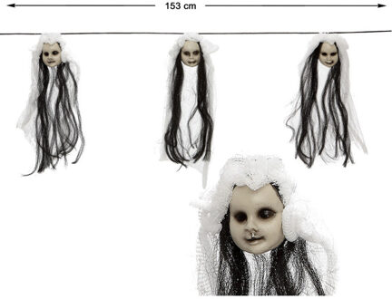 Atosa Feestdecoratie slinger met horror meisjes poppen hoofdjes 150 cm