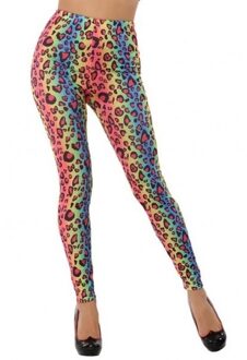 Atosa Gekleurde luipaard legging voor dames - Jaren 80 - Foute Party Carnaval verkleedkleding Multi