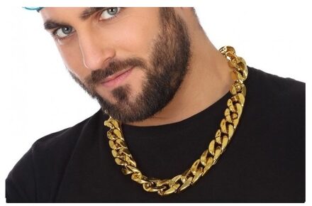 Atosa Gouden schakelketting - hiphop - rapper - Pimp carnaval verkleed accessoires