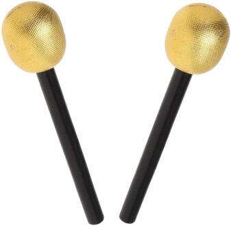Atosa Gouden speelgoed microfoon - 2x - kunststof - 25 cm - optreden