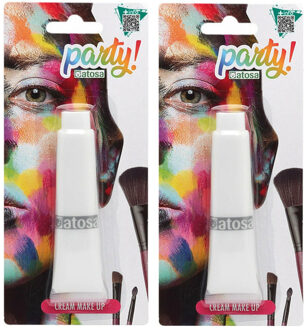 Atosa grimeer schmink - 2x - voor grotere vlakken - wit - 30 gram - carnaval/verkleed thema
