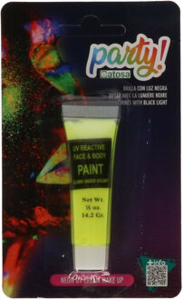 Atosa grimeer schmink - Glow in the Dark - neon geel - 14 gram - carnaval/verkleed thema Fluor geel