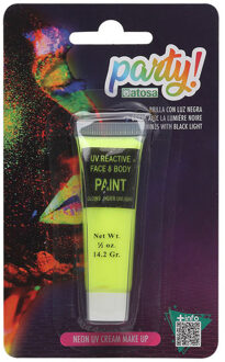 Atosa grimeer schmink - Glow in the Dark - neon geel - 14 gram - carnaval/verkleed thema - Schmink