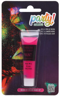 Atosa grimeer schmink - Glow in the Dark - neon roze - 14 gram - carnaval/verkleed thema - Schmink