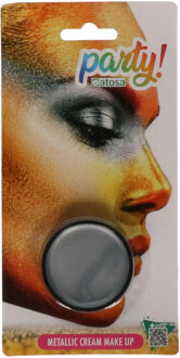 Atosa grimeer schmink metallic - zilver - 7 gram - carnaval/verkleed thema