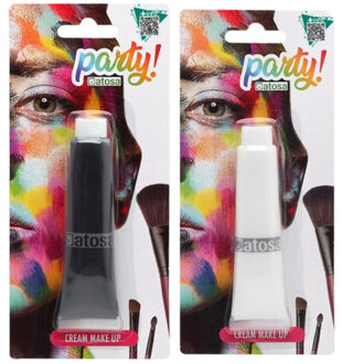 Atosa grimeer schmink - voor grotere vlakken - zwart/wit - 30 gram - carnaval/verkleed thema