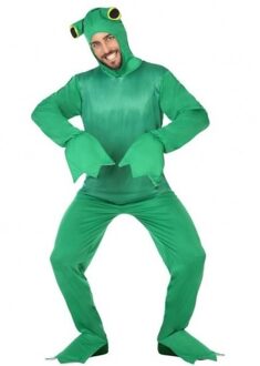 Atosa Groene Kikkers Dieren Verkleedpak Voor Volwassenen - Verkleed Kostuum Kikker Groen - Carnaval Verkleedkleding M/l