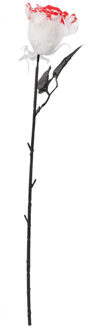 Atosa Halloween accessoires bloemen - witte rozen met bloedspetters - 50 cm