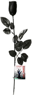 Atosa Halloween accessoires bloemen - zwarte rozen met blaadjes - 53 cm