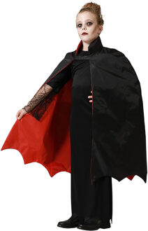 Atosa Halloween Dracula verkleed cape - voor kinderen - dubbelzijdig - rood/zwart - L66 cm - One size