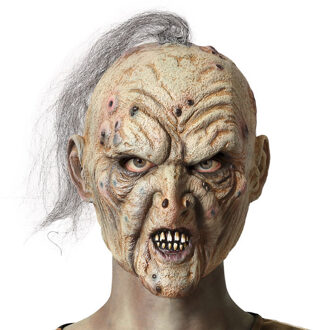 Atosa Halloween eng verkleed masker - Ork/zombie/fantasy - wit/pukkels - volwassenen - Latex