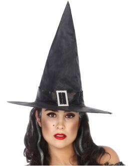 Atosa Halloween heksenhoed - basic model - one size - zwart - meisjes/dames - Verkleedhoofddeksels