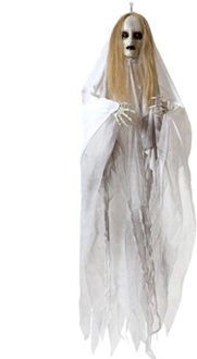 Atosa Halloween/horror thema hang decoratie Geest/spook - met LED licht en geluid - griezel pop - 100 cm