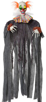 Atosa Halloween/horror thema hang decoratie horror clown - enge/griezelige pop - 120 cm - Feestdecoratievoorwerp Multikleur