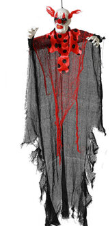 Atosa Halloween/horror thema hang decoratie horror clown - enge/griezelige pop - 120 cm Rood
