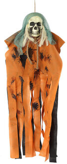 Atosa Halloween/horror thema hang decoratie spook/skelet - enge/griezelige pop - 100 cm Oranje