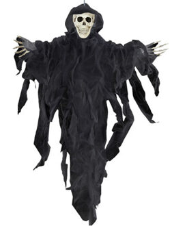 Atosa Halloween/horror thema hang decoratie spook/skelet - enge/griezelige pop - 78 cm - Feestdecoratievoorwerp Zwart