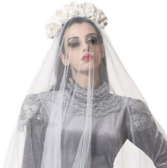 Atosa Halloween/horror verkleed diadeem/bloemenkrans met sluier - zombie/spook - kunststof - dames