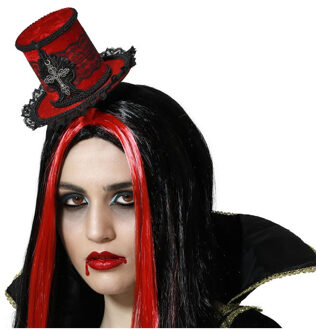 Atosa Halloween/horror verkleed diadeem hoedje - vampier queen/princess - kunststof - dames/meisjes - Verkleedhoofddeksels Rood