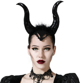 Atosa Halloween/horror verkleed diadeem/tiara - grote duivel hoorns - kunststof - dames/meisjes