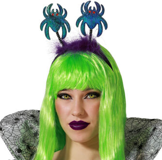 Atosa Halloween/horror verkleed diadeem/tiara - met grote spinnen - kunststof - dames/meisjes - Verkleedhoofddeksels Multikleur