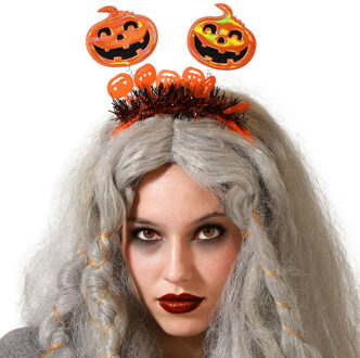 Atosa Halloween/horror verkleed diadeem/tiara - met pompoenen - kunststof - dames/meisjes - Verkleedhoofddeksels Oranje