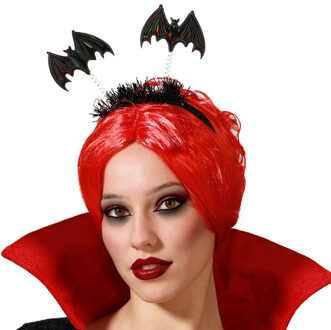 Atosa Halloween/horror verkleed diadeem/tiara - met vleermuizen - kunststof - dames/meisjes - Verkleedhoofddeksels Zwart