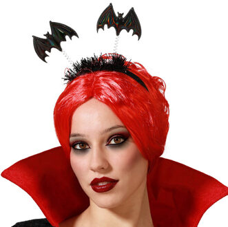 Atosa Halloween/horror verkleed diadeem/tiara - met vleermuizen - kunststof - dames/meisjes Zwart