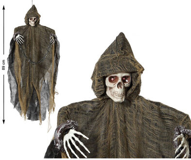 Atosa Halloween pop - spook - met licht en geluid - 89 cm - geluidssensor - Horror skelet Multi