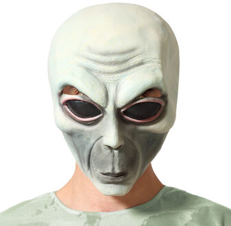 Atosa Halloween verkleed masker - Geest/Alien/Horror - wit/grijs - volwassenen - Latex - Verkleedmaskers Multikleur